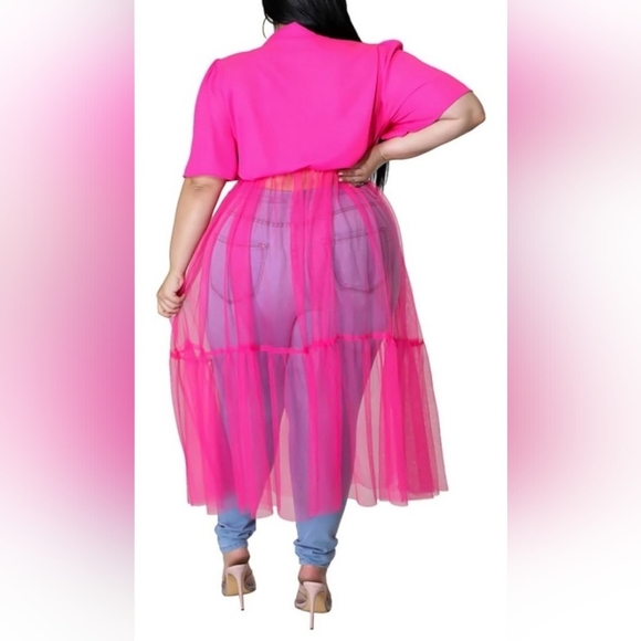 Pink Sheer Overlay Skirt - Picture 3 of 5